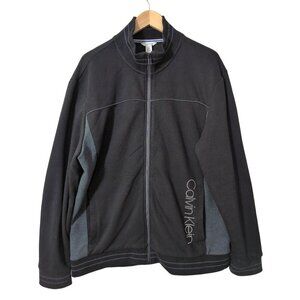 Calvin Klein Full Zip Jacket Mens XL Black Gray Fleece Lined Casual Everyday